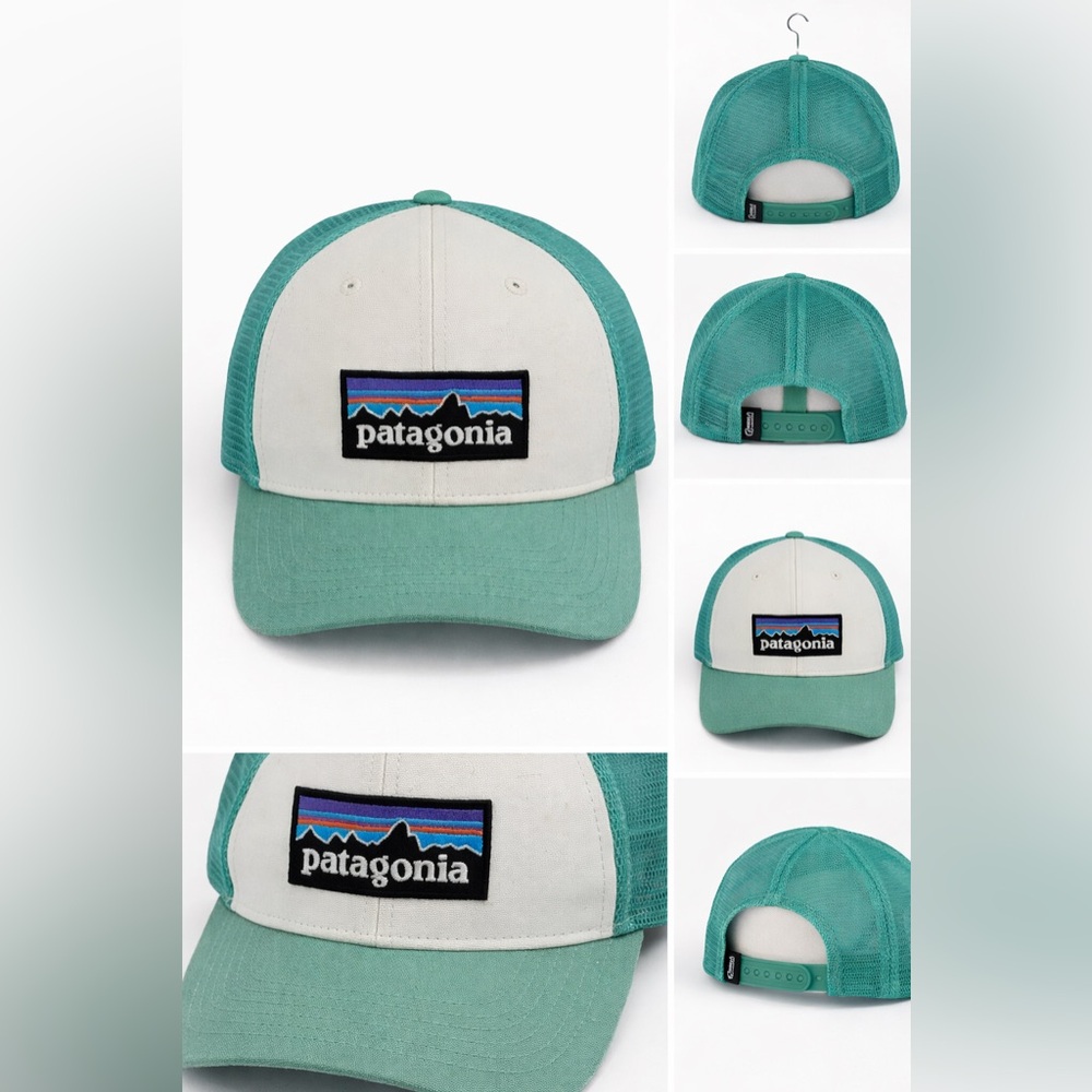 Patagonia Trucker Hat Snapback Green White Logo Cap unisex